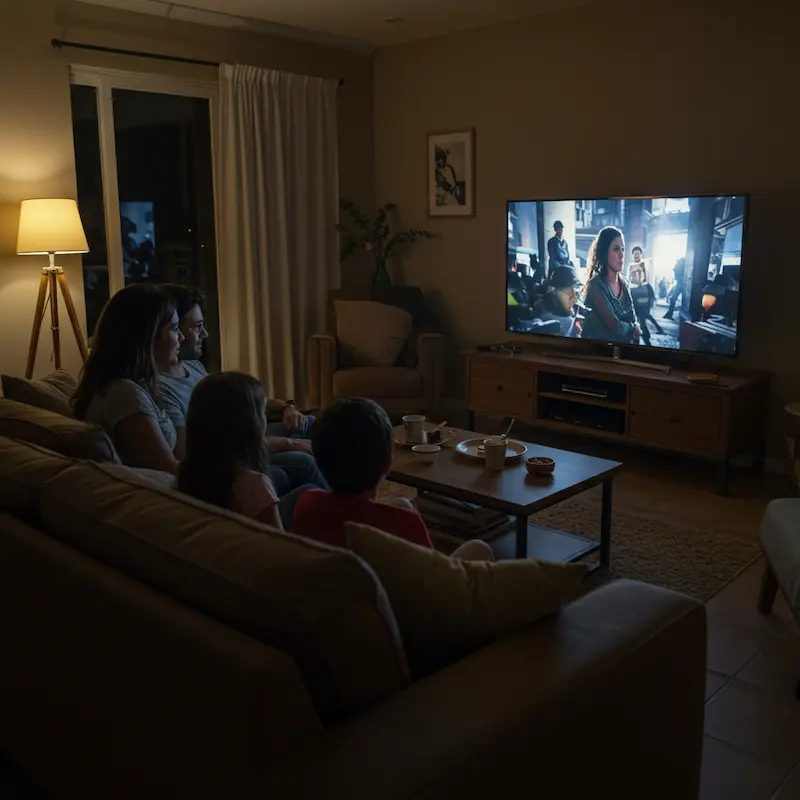 Família feliz assistindo ao melhor IPTV em 4K da FOCO IPTV